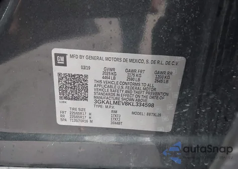 2019 GMC Terrain Sle from USA, damaged, VIN 3GKALMEV8KL334598
